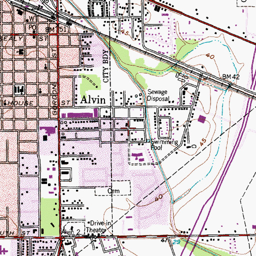 Topographic Map of Bayou Drive Baptist Church, TX