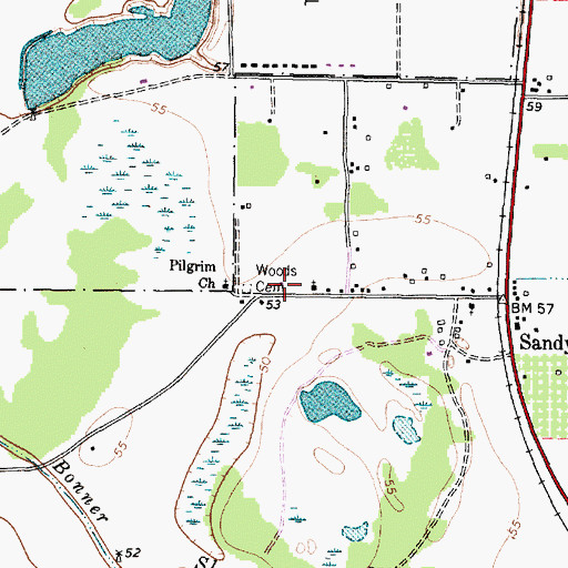Topographic Map of Pilgrim Missonary Baptist Church, TX