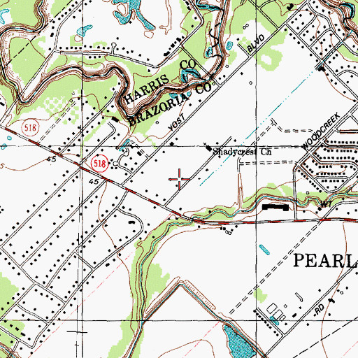 Topographic Map of Shadycrest Baptist Church, TX