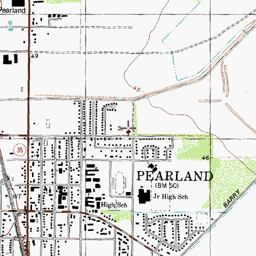 Topographic Map of Saint Helens Catholic Church, TX
