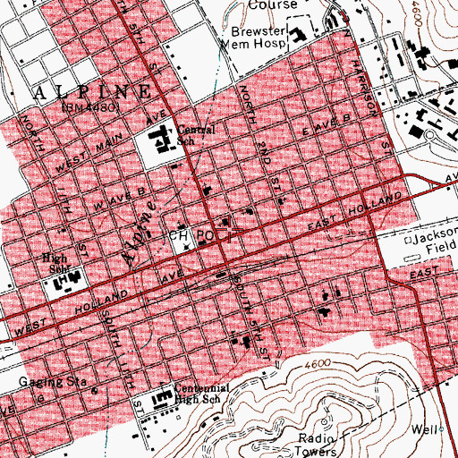 Topographic Map of First Baptist Church, TX