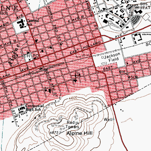 Topographic Map of Friendship Baptist Church, TX