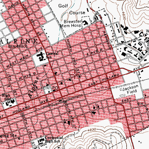 Topographic Map of Church of Christ, TX