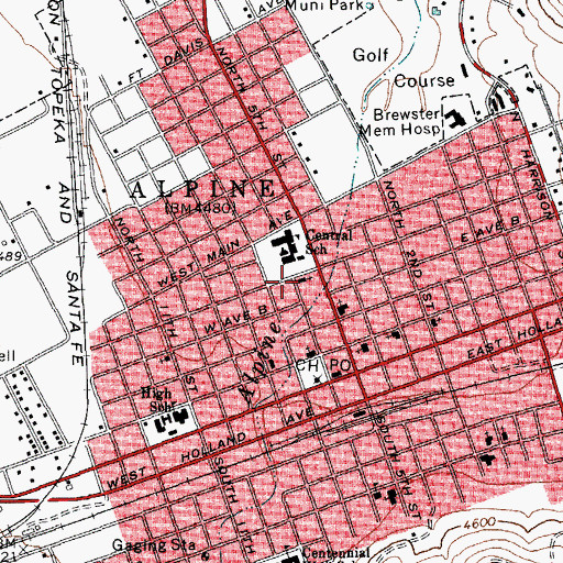 Topographic Map of Saint James Episcopal Church, TX