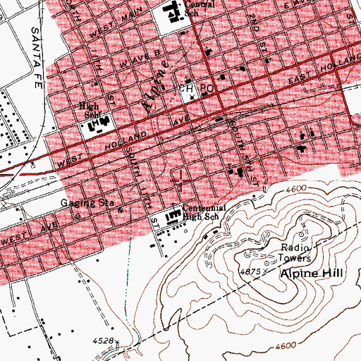 Topographic Map of Mount Sinai United Methodist Church, TX