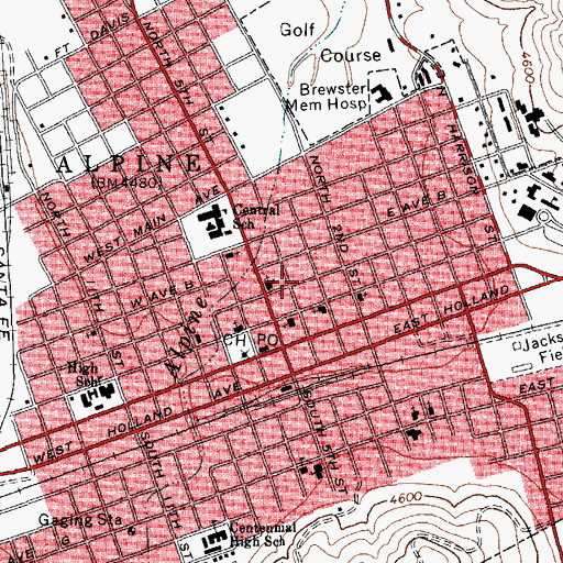 Topographic Map of Alpine Seventh Day Adventist Church, TX