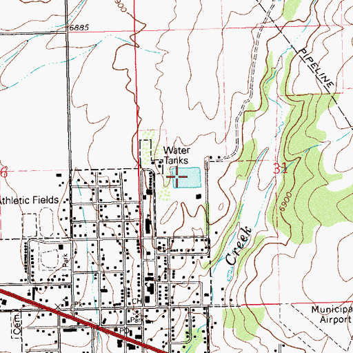 Topographic Map of Dove Creek Number 1 Reservoir, CO
