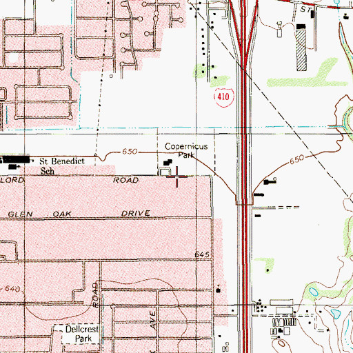 Topographic Map of Saint James Baptist Church, TX