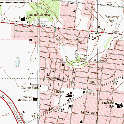 Topographic Map of Saint Paul Baptist Church, TX