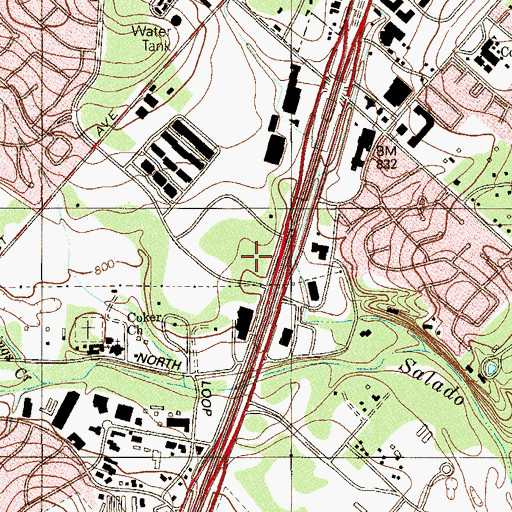 Topographic Map of Shearer Hills Baptist Church, TX