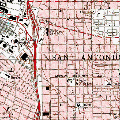 Topographic Map of Owens Chapel Baptist Church, TX