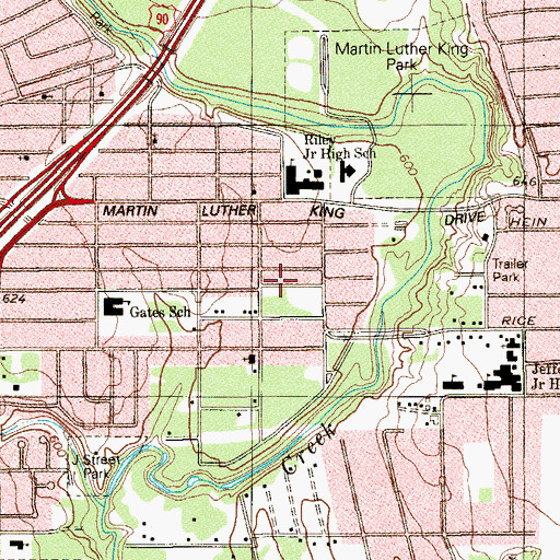 Topographic Map of Temple Baptist Church, TX