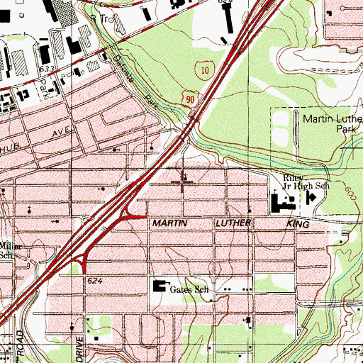 Topographic Map of Greater Pilgrims Rest Baptist Church, TX