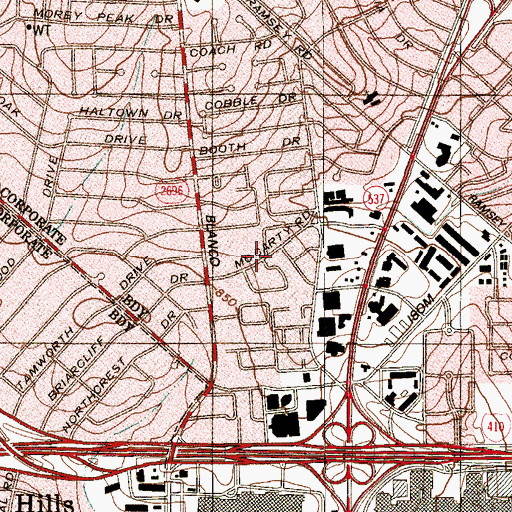 Topographic Map of Harmony Hills Baptist Church, TX