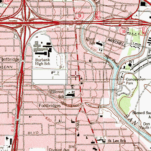 Topographic Map of Iglesia Bautista Oriente Church, TX