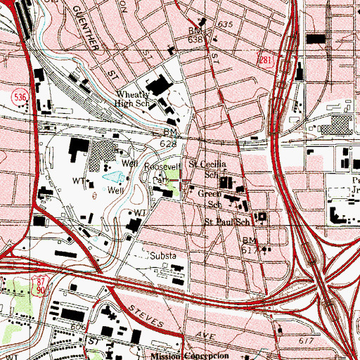 Topographic Map of Faith Baptist Church, TX