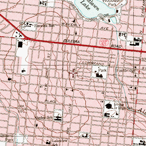 Topographic Map of Galilee Baptist Church, TX