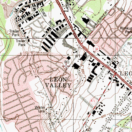 Topographic Map of Landmark Baptist Church, TX