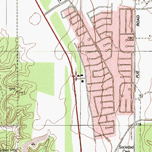 Topographic Map of Living Springs Baptist Church, TX