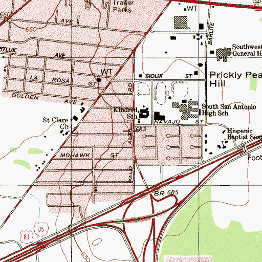 Topographic Map of Loma Alta Baptist Church, TX
