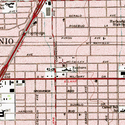 Topographic Map of McCauley Baptist Church, TX