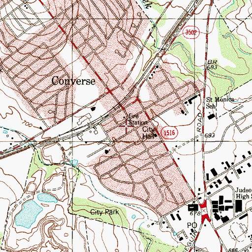 Topographic Map of Northeast Hispanic Baptist Church, TX