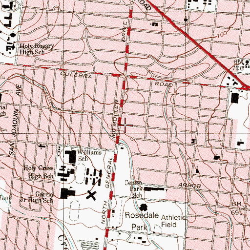 Topographic Map of Alta Vista Baptist Church, TX