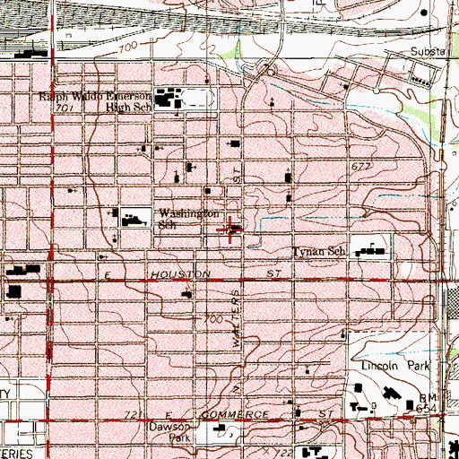 Topographic Map of Antioch Baptist Church, TX