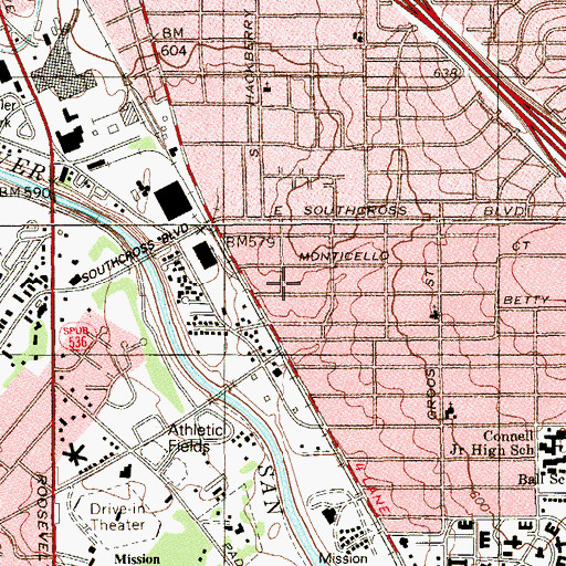 Topographic Map of Words of Life Apostolic Church, TX