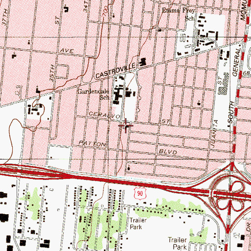 Topographic Map of Antioch Mexican Baptist Church, TX