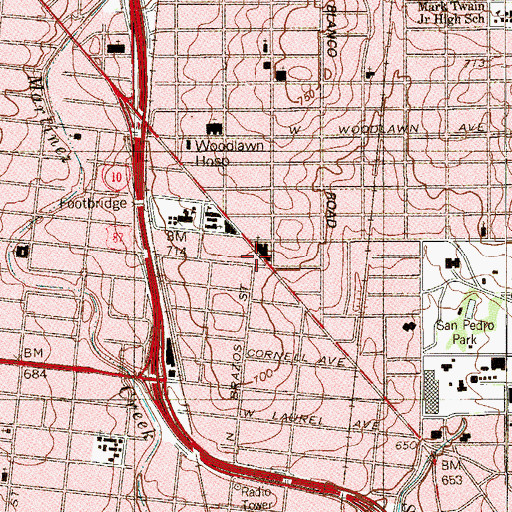 Topographic Map of Beacon Hill Baptist Church, TX