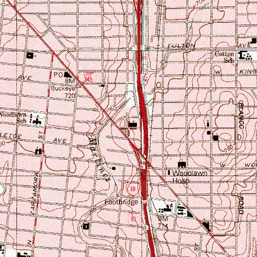 Topographic Map of Huisache Avenue Baptist Church, TX