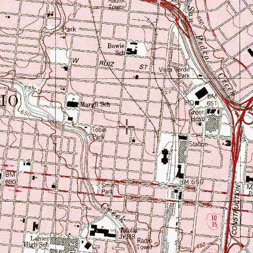 Topographic Map of Buena Voluntad Baptist Church, TX