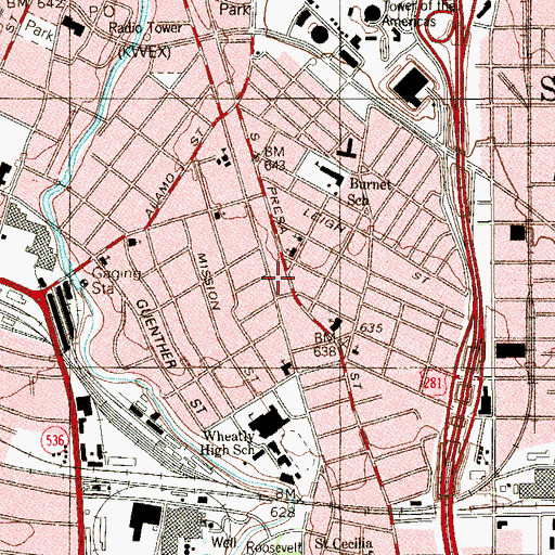Topographic Map of Central Baptist Church, TX