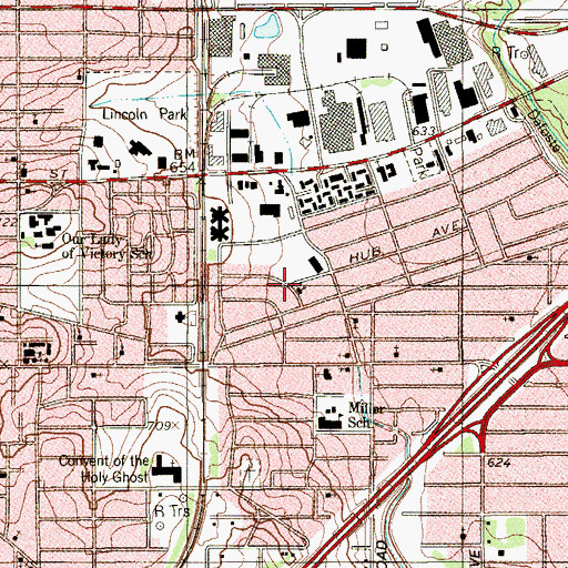 Topographic Map of Coliseum Park Baptist Church, TX