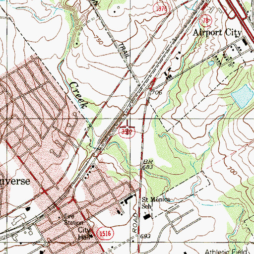 Topographic Map of Converse First Baptist Church, TX