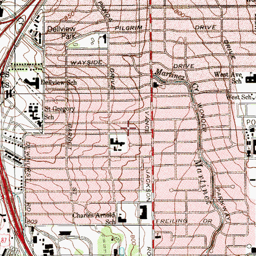 Topographic Map of Dellview Baptist Church, TX