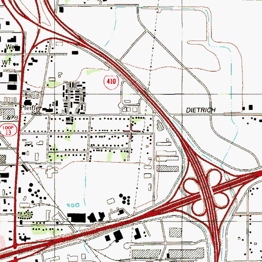 Topographic Map of East End Baptist Church, TX