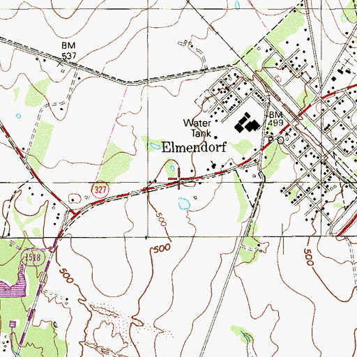 Topographic Map of Elmendorf First Baptist Church, TX