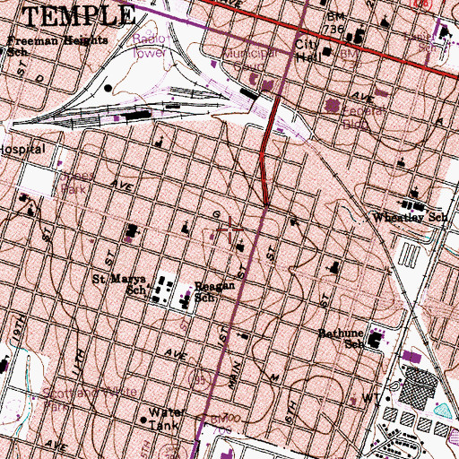 Topographic Map of Saint James Episcopal Church, TX