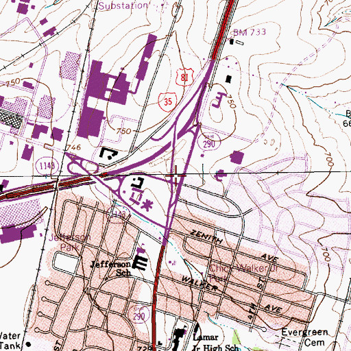 Topographic Map of Evangelical Brethren Church, TX