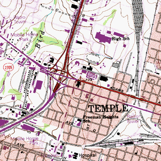 Topographic Map of First Lutheran Church, TX