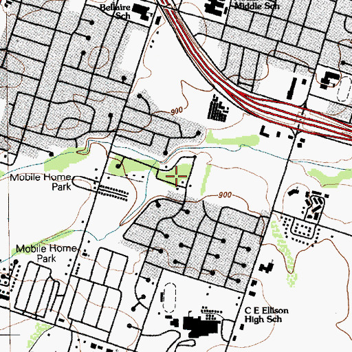Topographic Map of Grace Lutheran Church, TX
