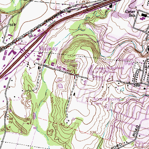 Topographic Map of Midway United Pentecostal Church, TX