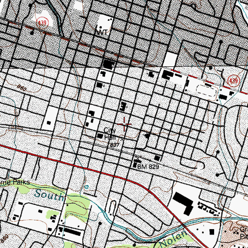 Topographic Map of Bright Castle Presbyterian Church, TX