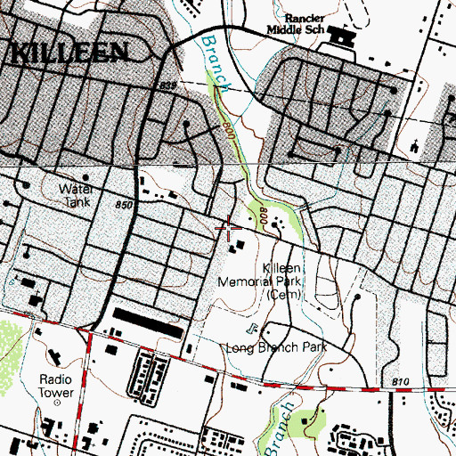 Topographic Map of Seventh Day Adventist Church, TX