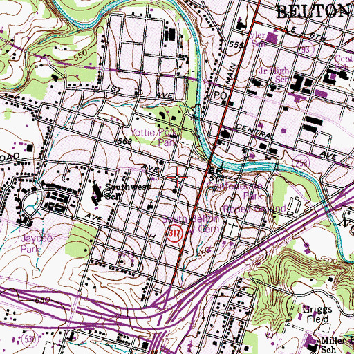 Topographic Map of Magnolia First Baptist Church, TX