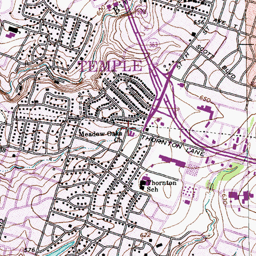 Topographic Map of Meadow Oaks Baptist Church, TX