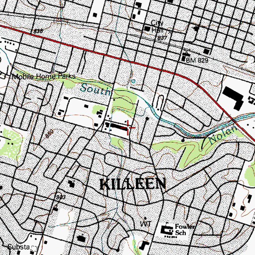Topographic Map of Memorial Baptist Church, TX