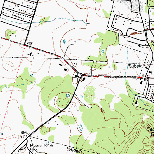 Topographic Map of Mountain View Baptist Church, TX